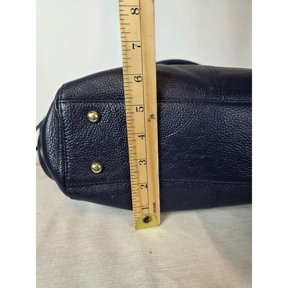 Onna‎ Ehrlich Navy Blue L Satchel Crossbody Pebbled Leather Handbag Classic EUC